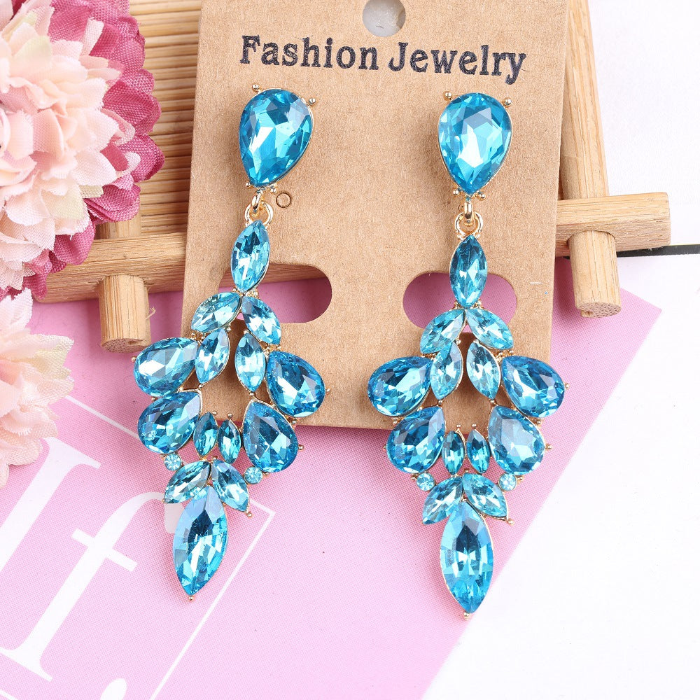 Wholesale Crystal Rhombus Zinc Alloy Earrings